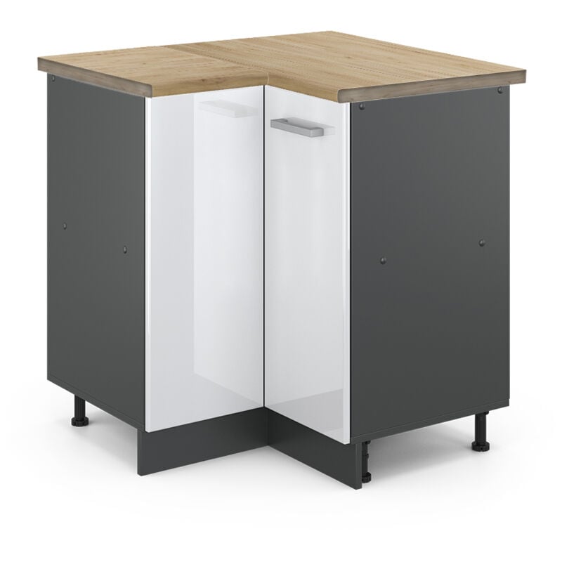 foto del prodotto vicco mobile ad angolo cucina bianco lucido 75.6 cm , pl rovere