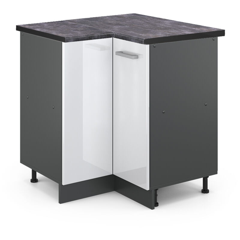 foto del prodotto vicco mobile ad angolo cucina r line, bianco lucido, 75.6 cm , pl antracite