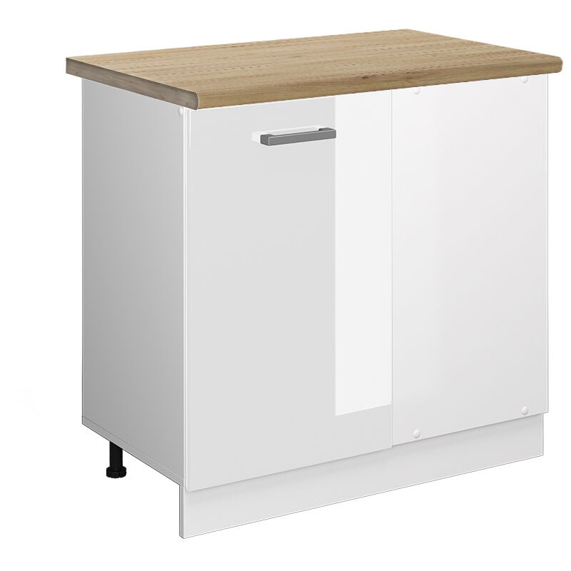 foto del prodotto vicco mobile ad angolo cucina r line, bianco lucido, 86 cm , pl rovere