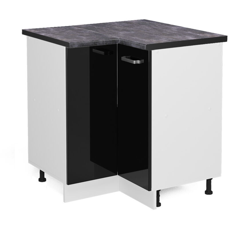 foto del prodotto vicco - mobile ad angolo cucina r-line, nero lucido, 75.6 cm , pl antracite