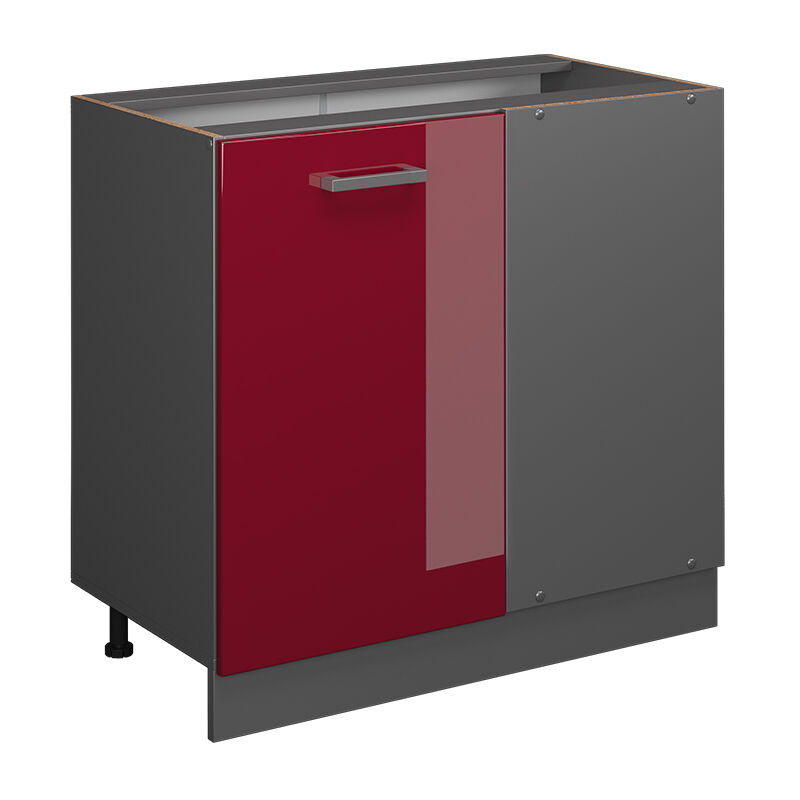 foto del prodotto vicco mobile ad angolo cucina r line, rosso bordeaux lucido, 86 cm senza piano di lavoro