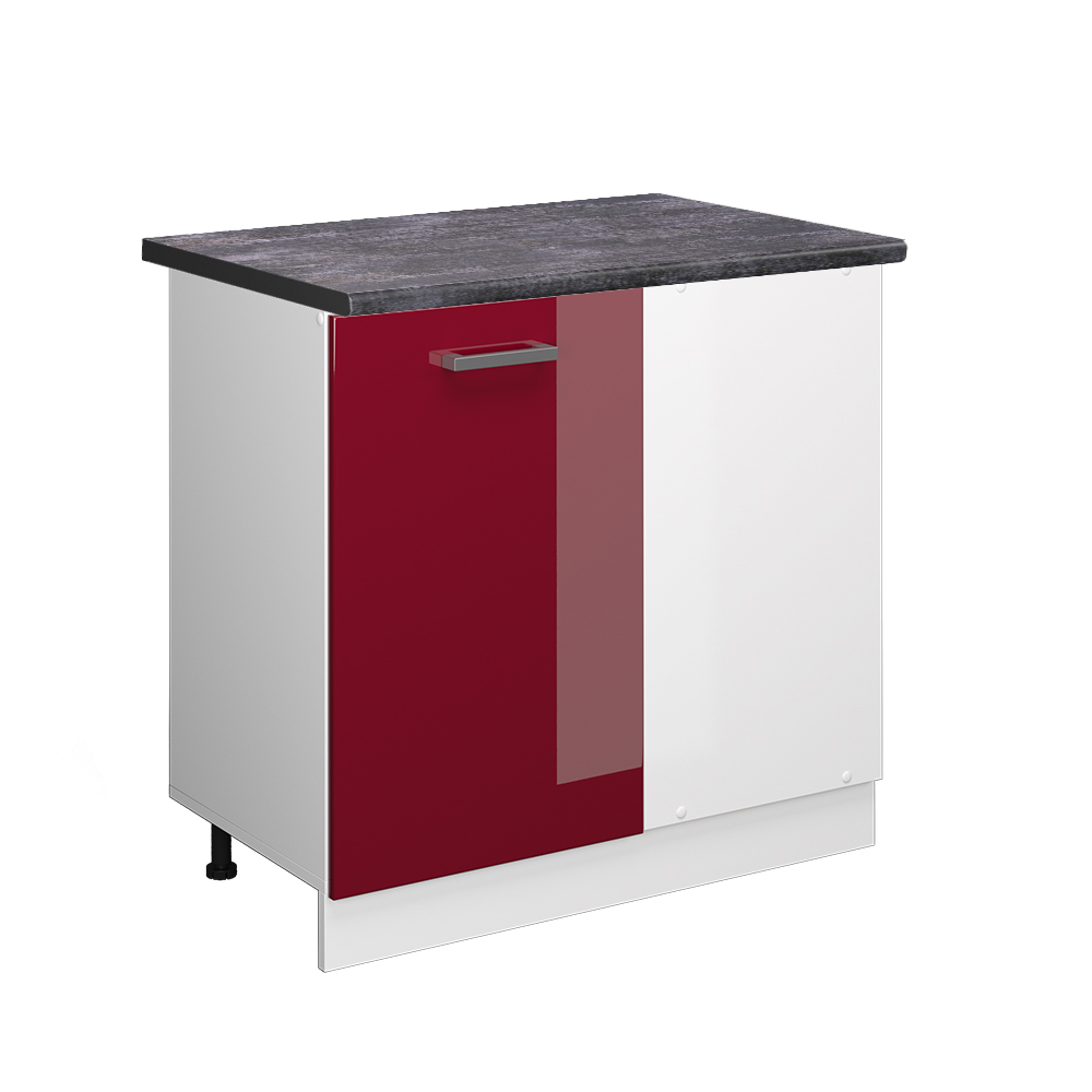 foto del prodotto vicco mobile ad angolo cucina rosso bordeaux lucido 86 cm , pl antracite