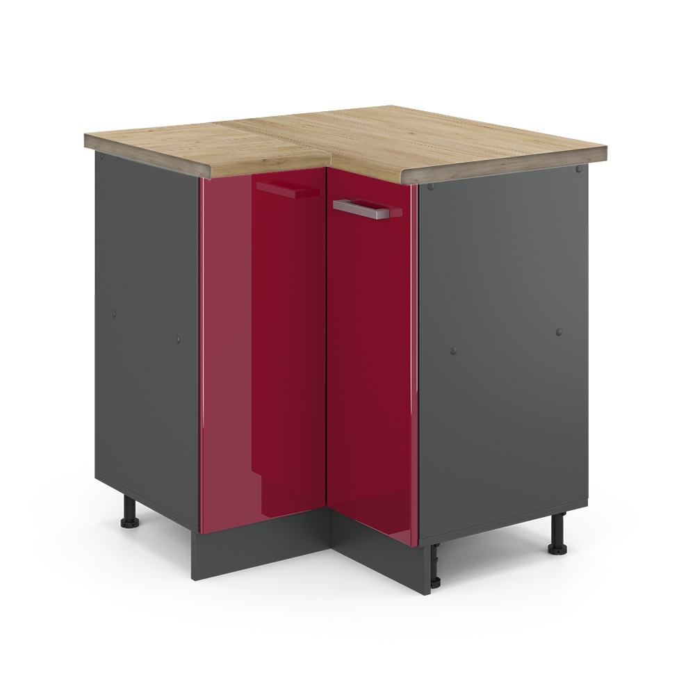 foto del prodotto vicco mobile ad angolo cucina rosso lucido 75.6 cm , pl rovere