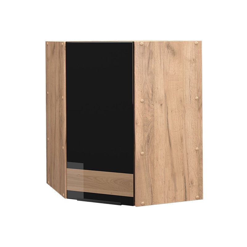 foto del prodotto vicco mobile angolare da cucina fame line, rovere nero lucido, 57 cm
