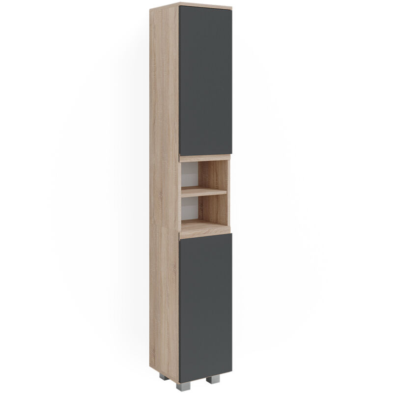 foto del prodotto vicco mobile bagno alto j shape, sonoma, 30 x 190 cm