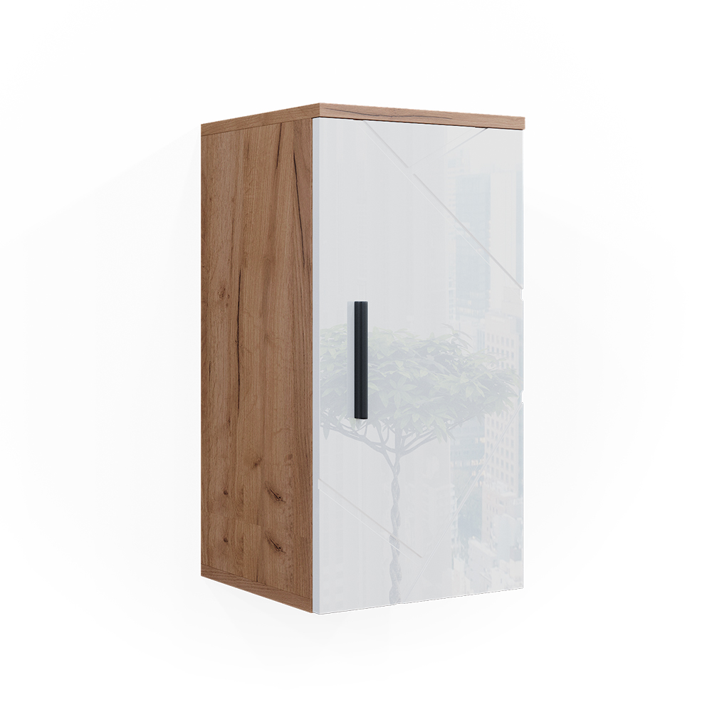 foto del prodotto vicco mobile bagno bianco lucido/oro power oak 30 x 59 cm con ripiano