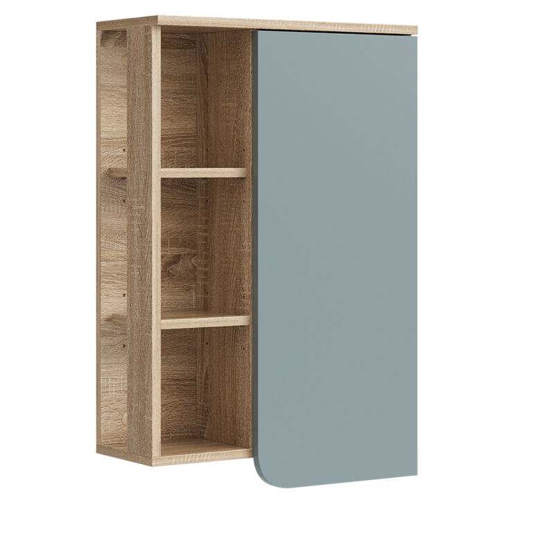 foto del prodotto vicco mobile bagno karen, grigio blu, 50 x 75 cm con porta e vani aperti