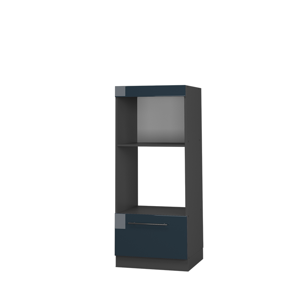 foto del prodotto vicco mobile cucina microonde blu scuro lucido 60 cm aperto