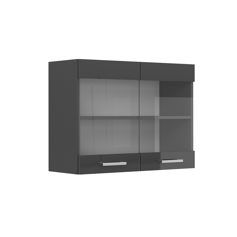 foto del prodotto vicco mobile da cucina in vetro antracite lucido 80 cm