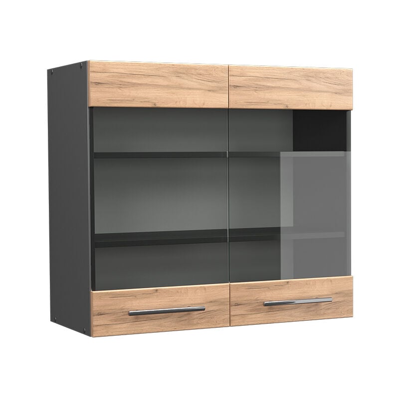 foto del prodotto vicco mobile da cucina in vetro fame line, quercia dorata, 80 cm
