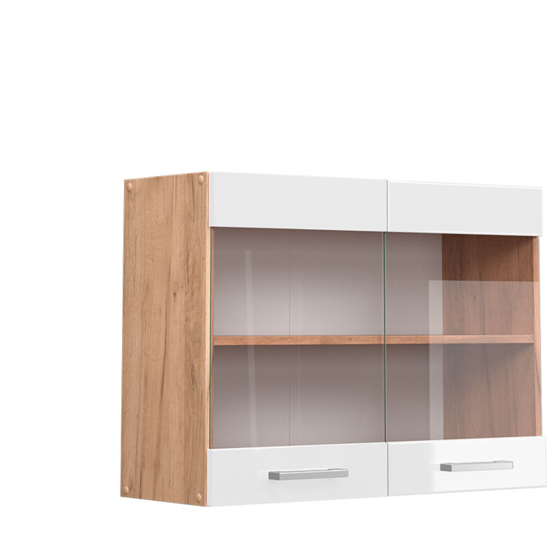 foto del prodotto vicco mobile da cucina in vetro r line, bianco lucido, 80 cm