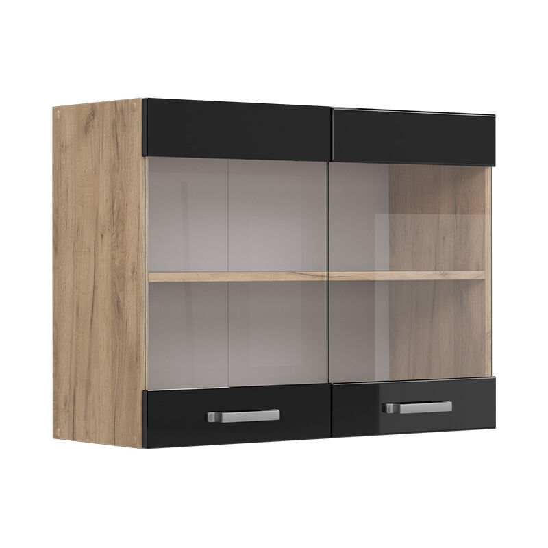 foto del prodotto vicco - mobile da cucina in vetro r-line, nero lucido, 80 cm