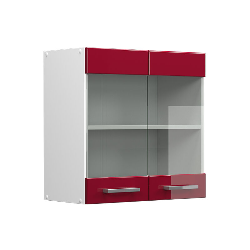 foto del prodotto vicco mobile da cucina in vetro r line, rosso bordeaux lucido, 60 cm