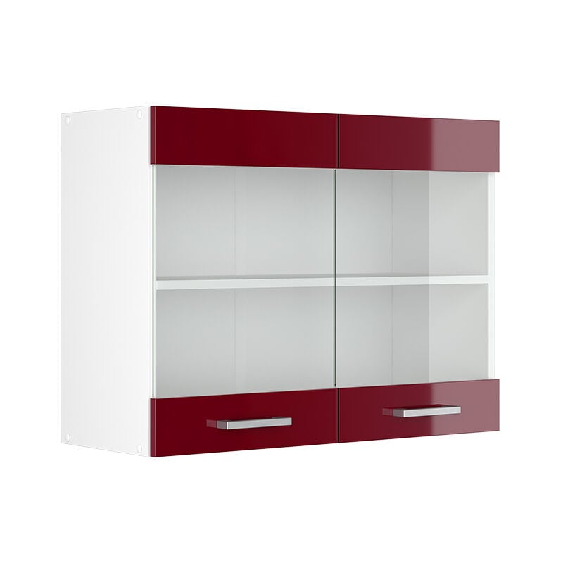 foto del prodotto vicco mobile da cucina in vetro r line, rosso bordeaux lucido, 80 cm