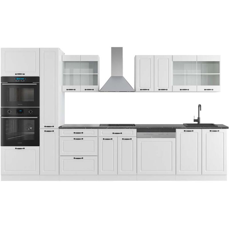 foto del prodotto vicco mobile da cucina r line, casa di campagna bianca bianco, 350 cm con armadio alto, pl antracite