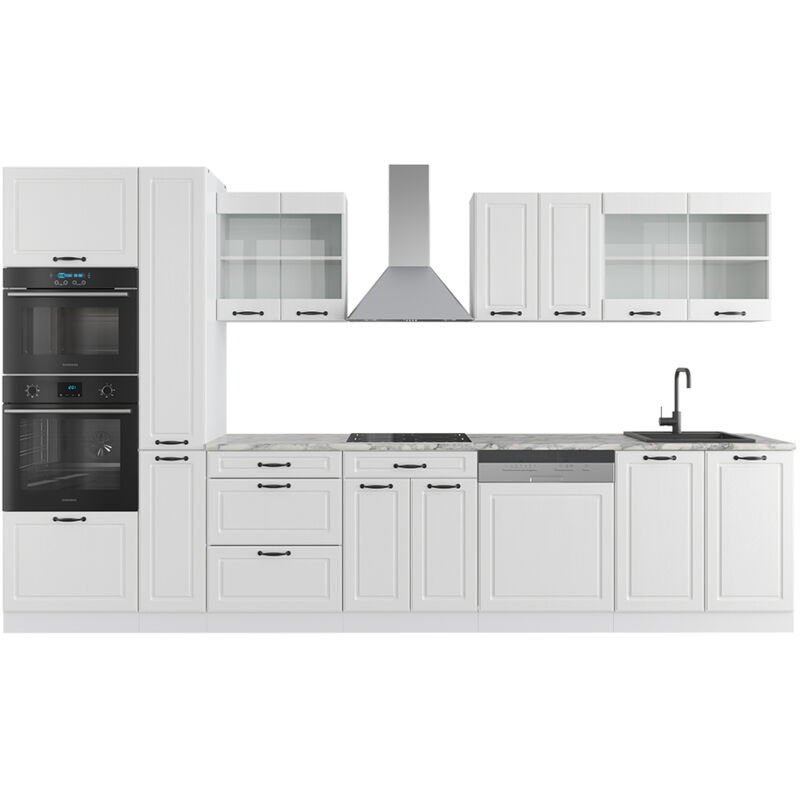 foto del prodotto vicco mobile da cucina r line, casa di campagna bianca bianco, 350 cm con armadio alto, senza piano di lavoro