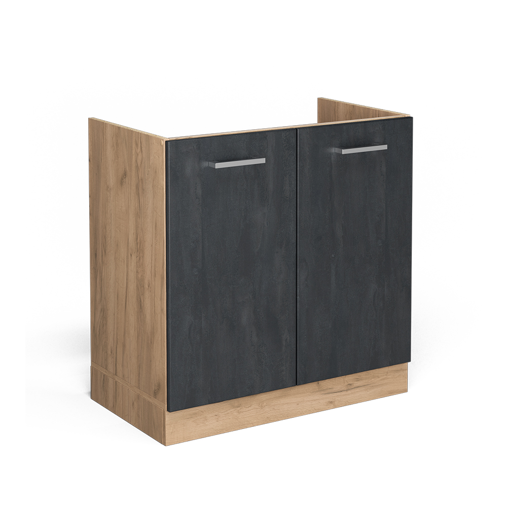 foto del prodotto vicco mobile lavello cucina calcestruzzo nero 80 cm senza piano di lavoro