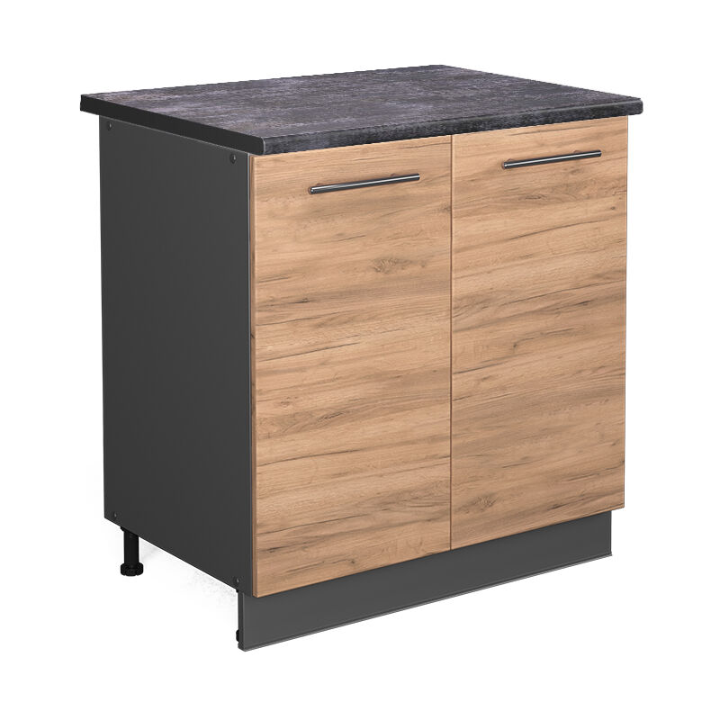 foto del prodotto vicco mobile lavello cucina fame line, quercia dorata, 80 cm con ripiano, pl antracite