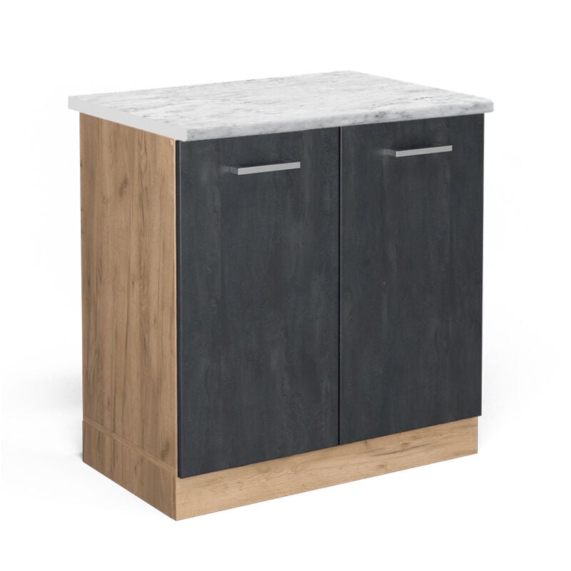 foto del prodotto vicco mobile lavello cucina r line, calcestruzzo nero, 80 cm pl marmo