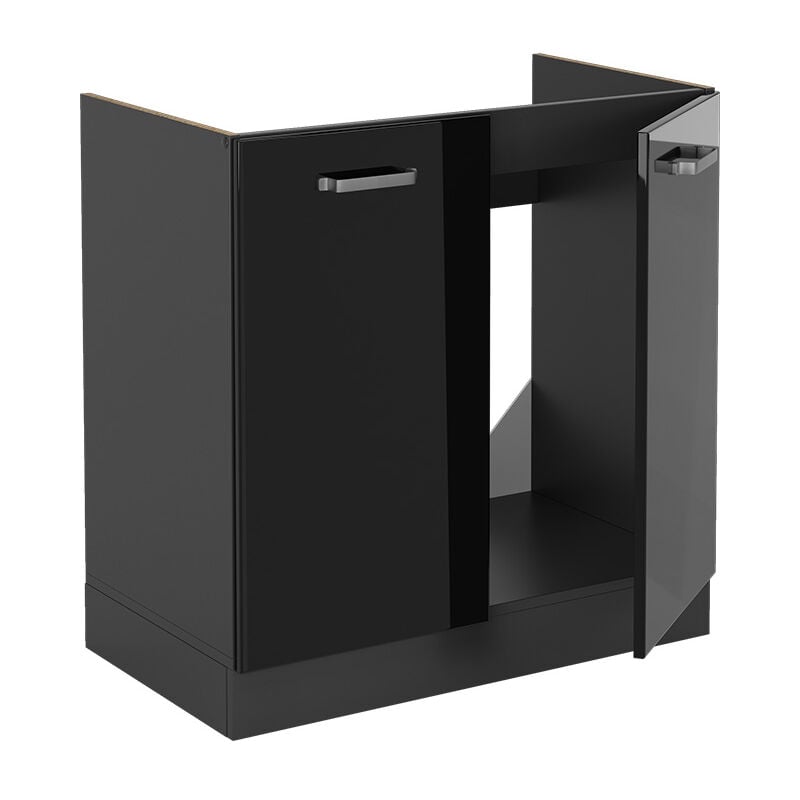 foto del prodotto vicco mobile lavello cucina r line, nero lucido, 80 cm senza piano di lavoro