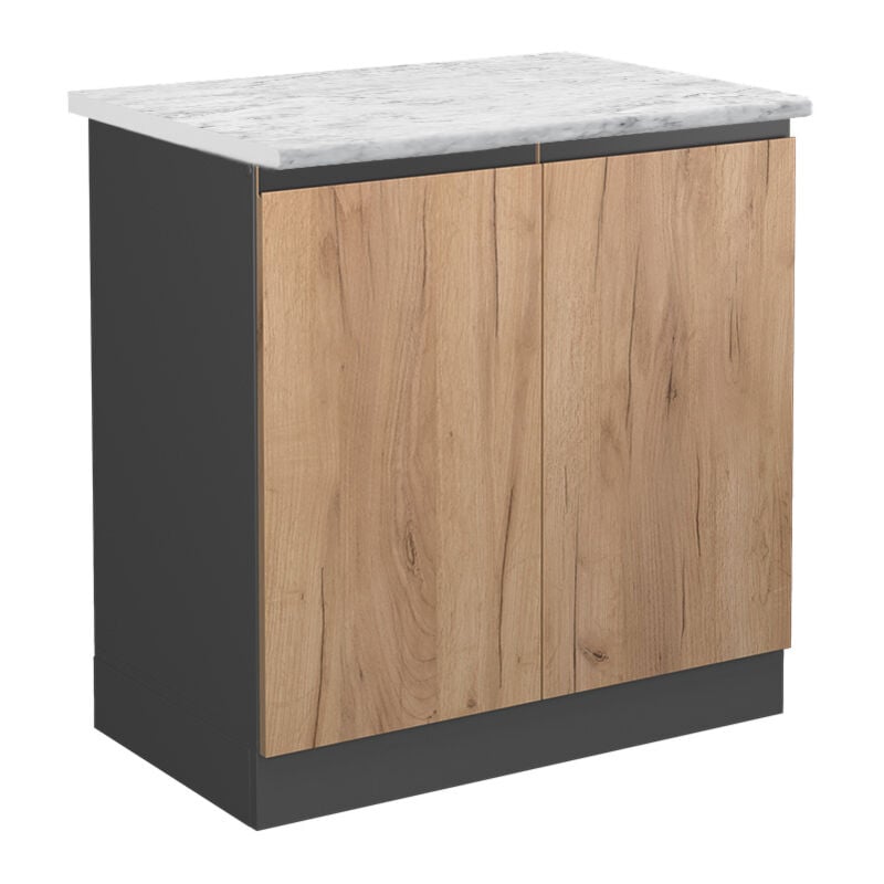 foto del prodotto vicco mobile lavello cucina r line, quercia dorata, 80 cm marmo ap