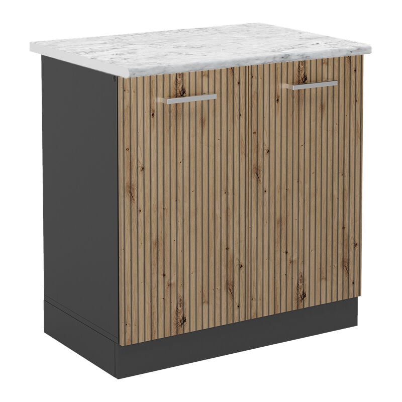 foto del prodotto vicco mobile lavello cucina r line, rovere artigianale, 80 cm , pl marmo