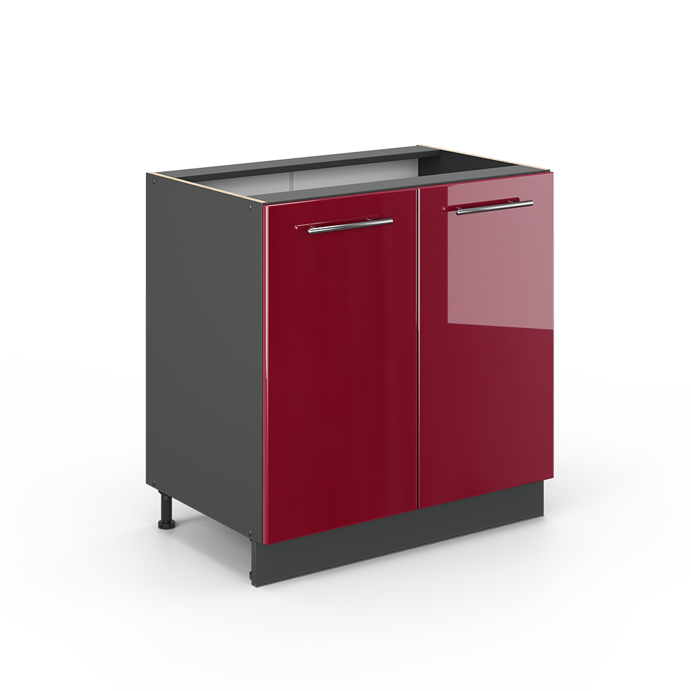 foto del prodotto vicco mobile lavello cucina rosso bordeaux lucido 80 cm con ripiano, senza piano di lavoro