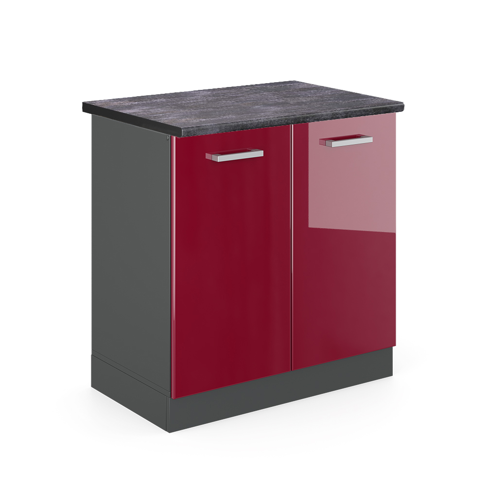 foto del prodotto vicco mobile lavello cucina rosso bordeaux lucido 80 cm , pl antracite