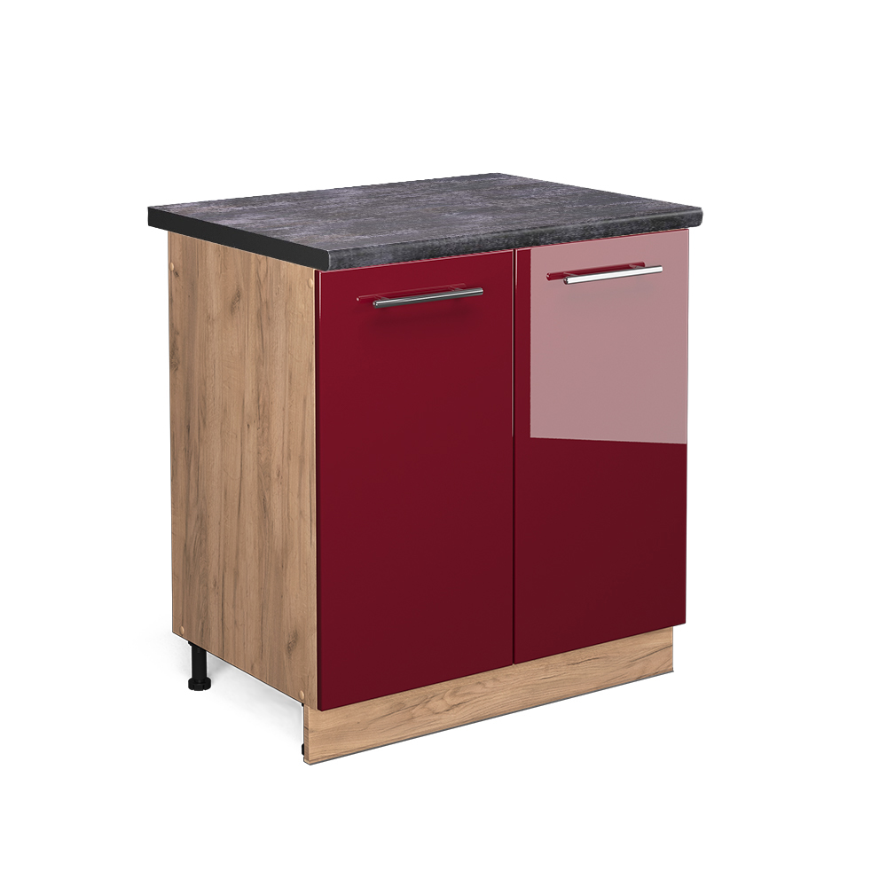 foto del prodotto vicco mobile lavello cucina rosso bordeaux lucido 80 cm , pl antracite