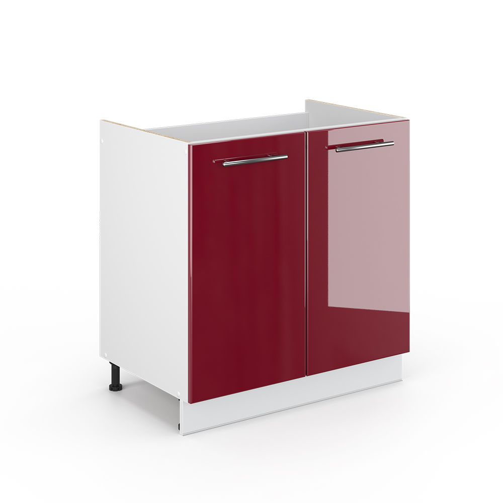 foto del prodotto vicco mobile lavello cucina rosso bordeaux lucido 80 cm senza piano di lavoro
