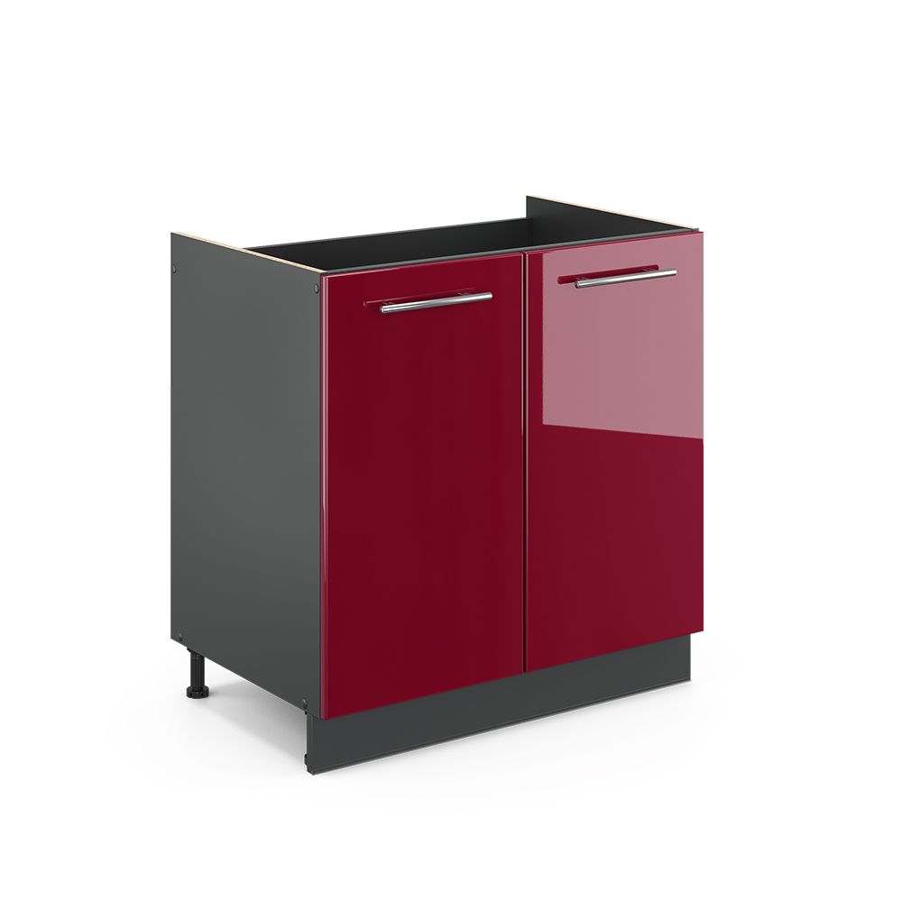 foto del prodotto vicco mobile lavello cucina rosso bordeaux lucido 80 cm senza piano di lavoro