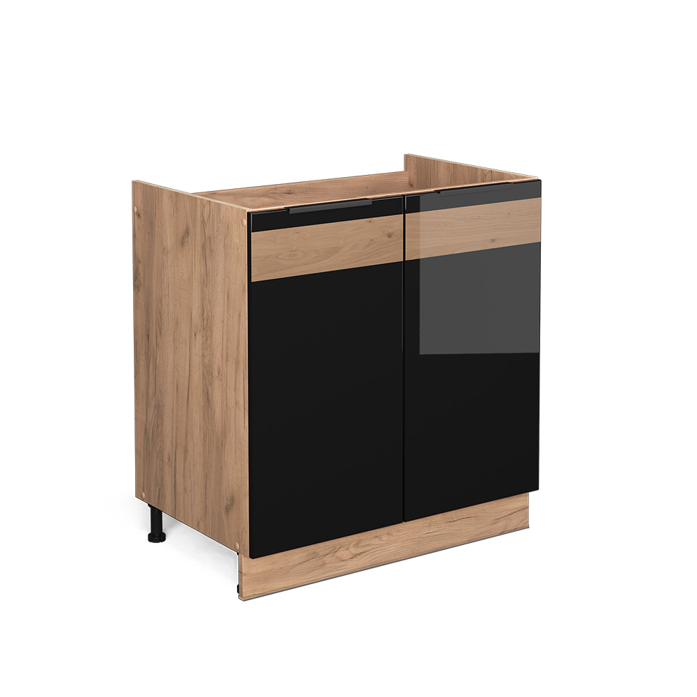 foto del prodotto vicco mobile lavello cucina rovere nero lucido 80 cm senza piano di lavoro