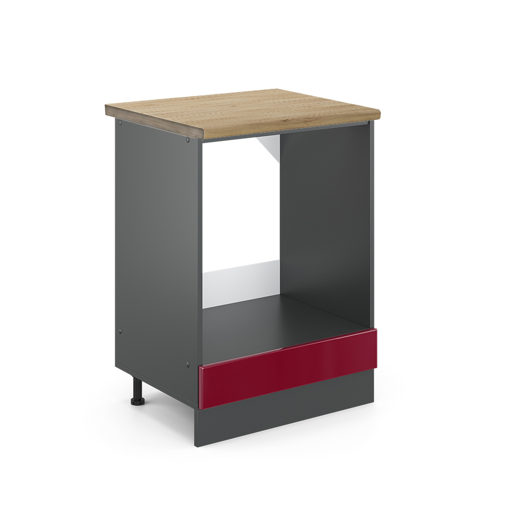 foto del prodotto vicco mobile per forno da incasso rosso bordeaux lucido 60 cm , pl rovere