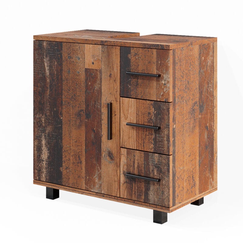 foto del prodotto vicco mobile sottolavabo per bagno ilias, rovere rustico, 60 x 60 cm con anta e 3 cassetti