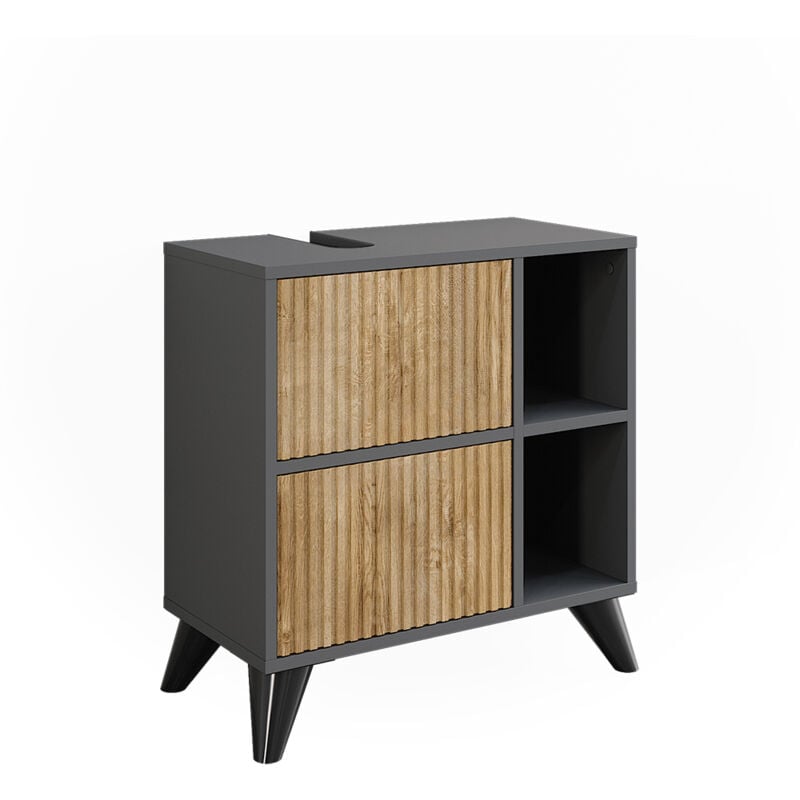foto del prodotto vicco mobile sottolavabo per bagno leano, antracite quercia di montagna, 60 x 62 cm con 2 cassetti