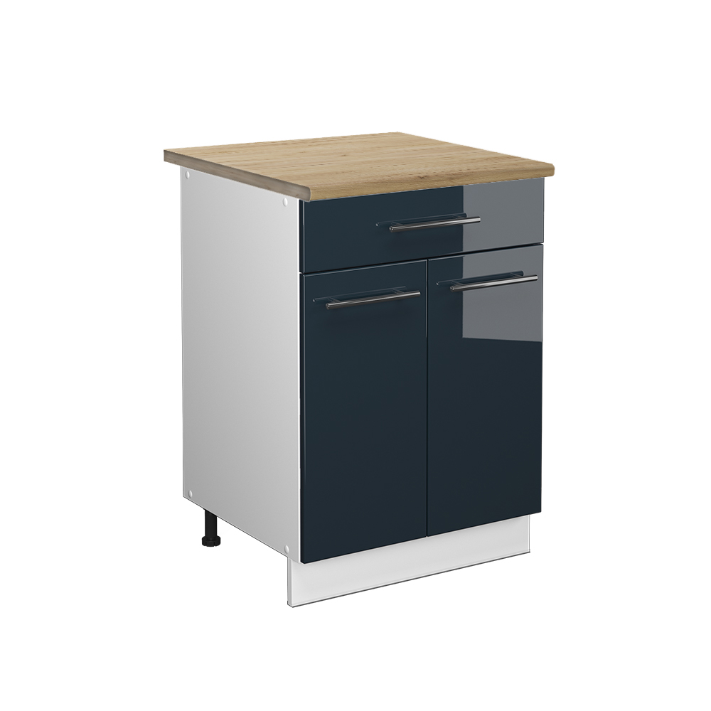 foto del prodotto vicco mobiletti da cucina blu scuro lucido 60 cm con cassetto, pl rovere