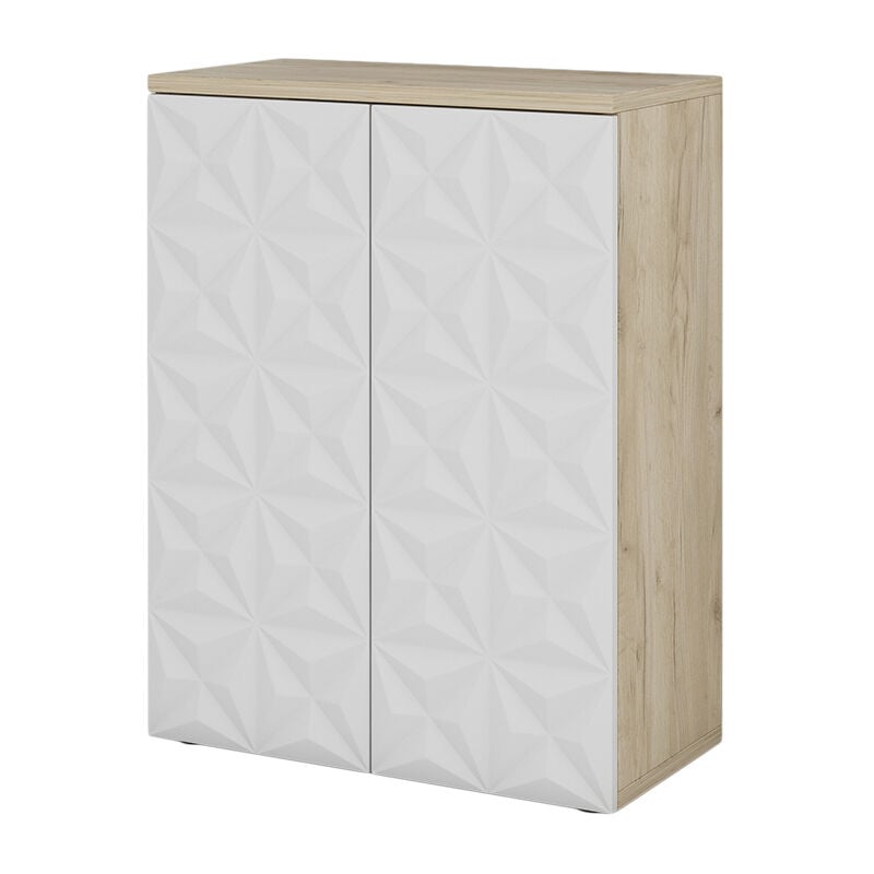 foto del prodotto vicco mobiletto bagno edge, bianco, 60 x 79.5 cm con 2 ante e 3 scomparti