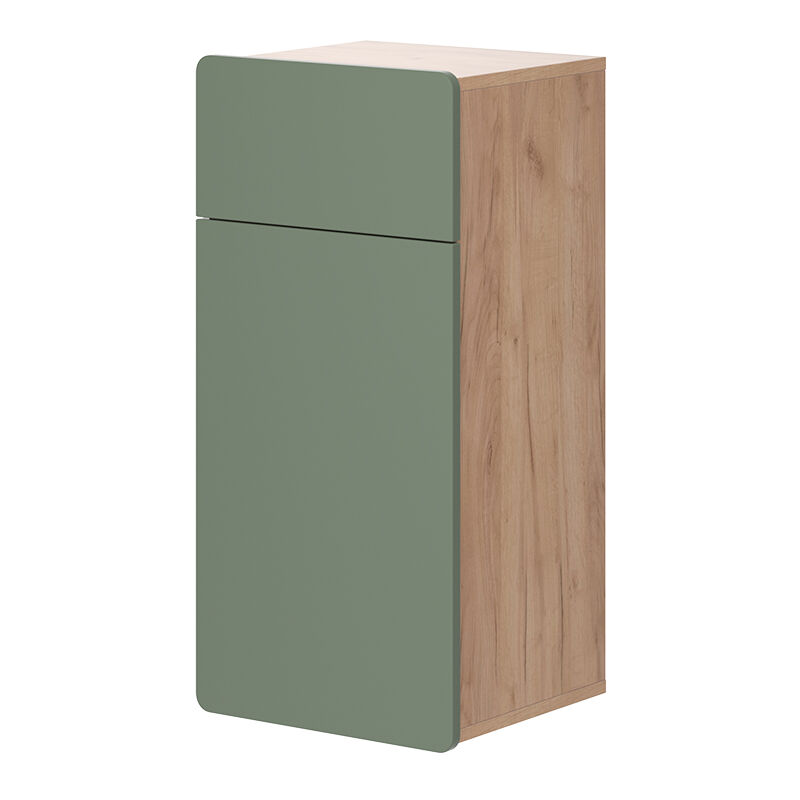 foto del prodotto vicco mobiletto bagno izan, goldkraft rovere verde, 36.6 x 76.6 cm con cassetto e anta