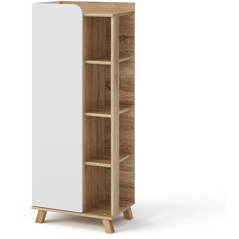 foto del prodotto vicco mobiletto bagno karen, sonoma bianco, 50 x 128 cm con anta e vani a giorno