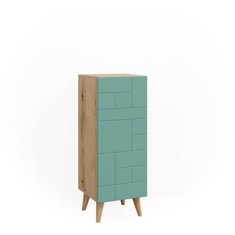 foto del prodotto vicco mobiletto bagno rudi, verde menta, 30.3 x 80.3 cm con porta