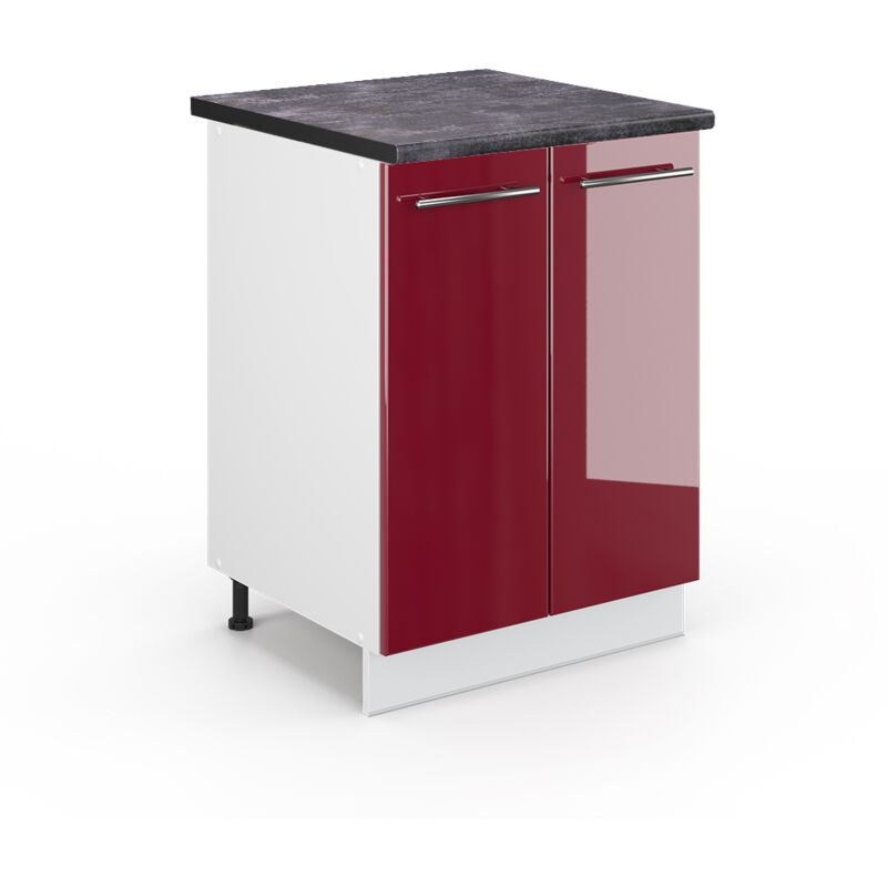 foto del prodotto vicco mobiletto base cucina fame line, rosso bordeaux lucido, 60 cm , pl antracite