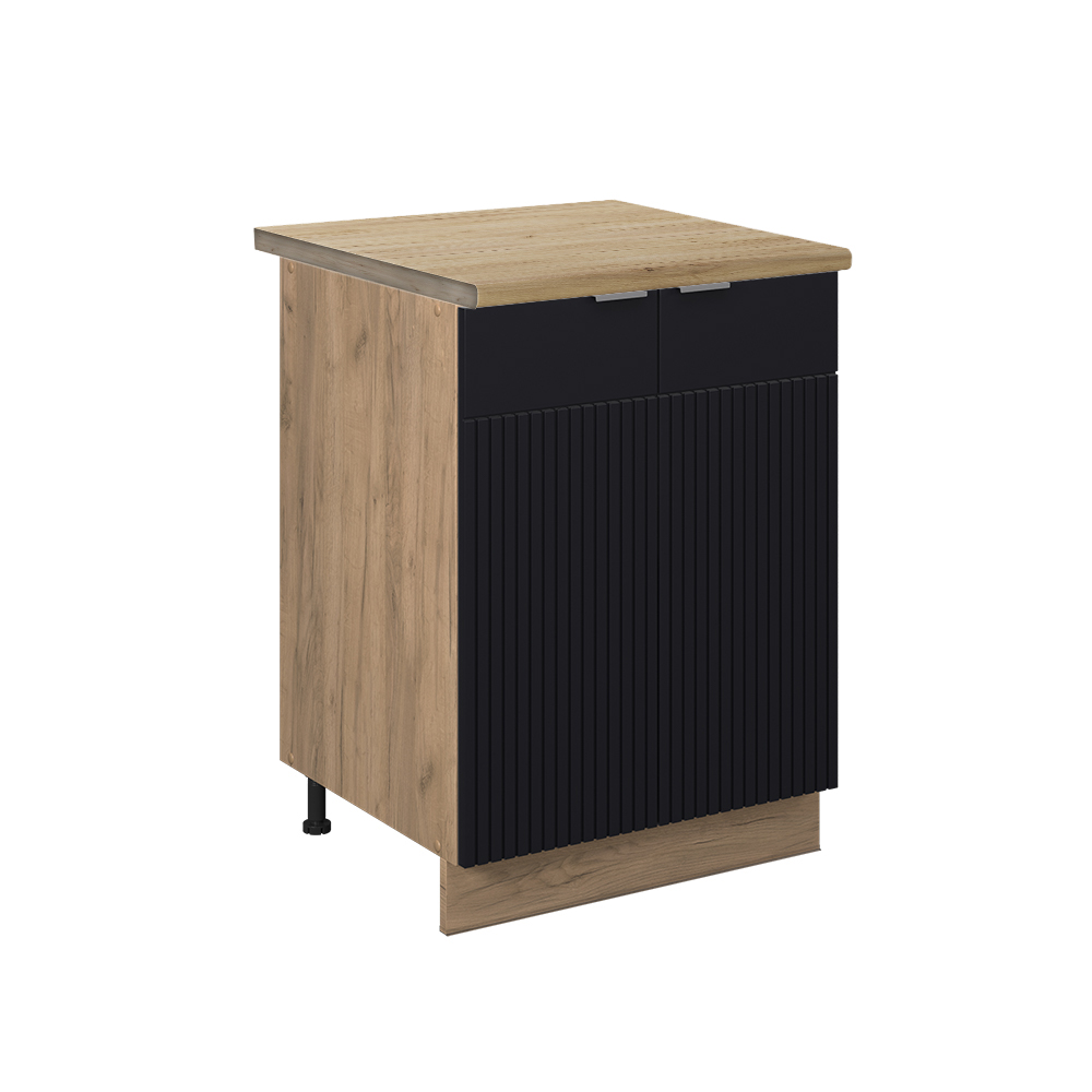 foto del prodotto vicco mobiletto base cucina nero a righe 60 cm , pl rovere