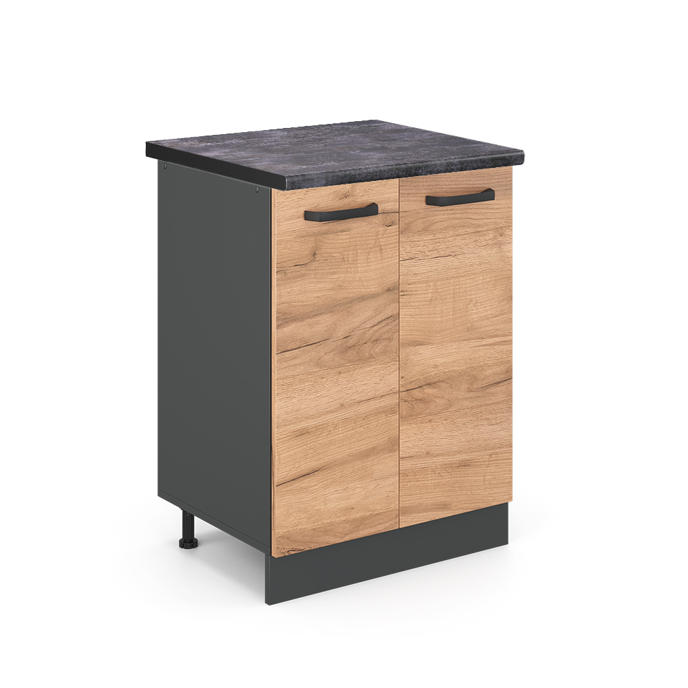 foto del prodotto vicco mobiletto base cucina quercia dorata 60 cm , pl antracite