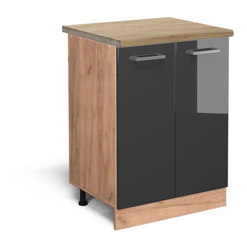 foto del prodotto vicco mobiletto base cucina r line, antracite lucido, 60 cm , pl rovere