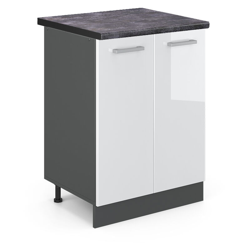 foto del prodotto vicco - mobiletto base cucina r-line, bianco lucido, 60 cm , pl antracite
