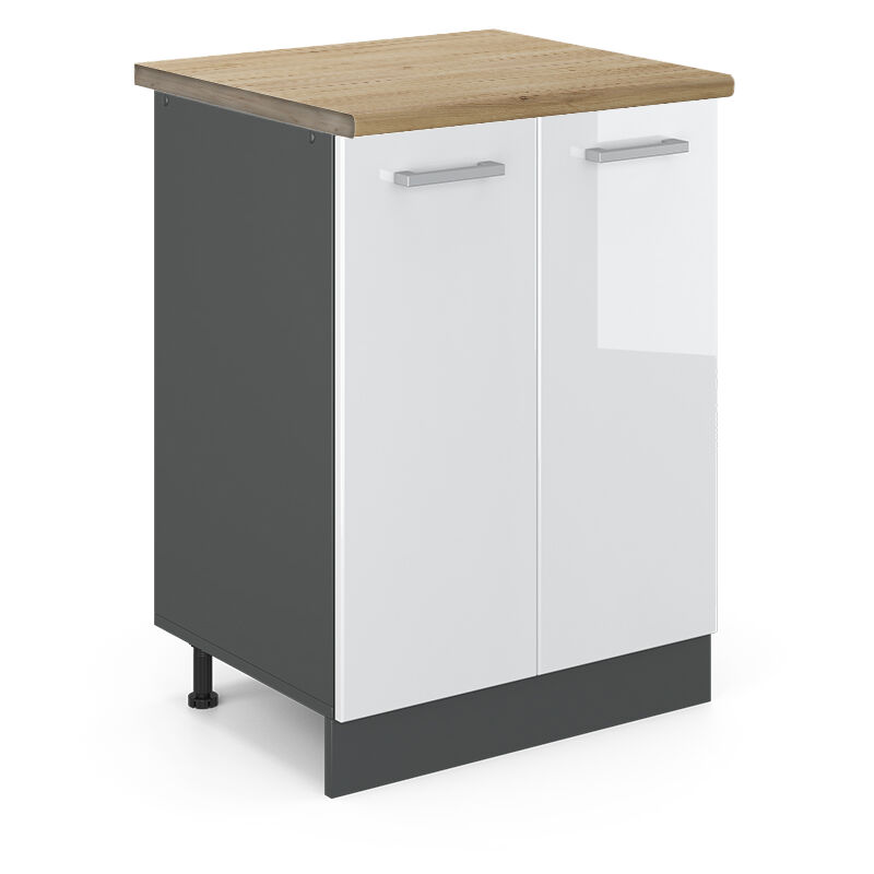 foto del prodotto vicco mobiletto base cucina r line, bianco lucido, 60 cm , pl rovere