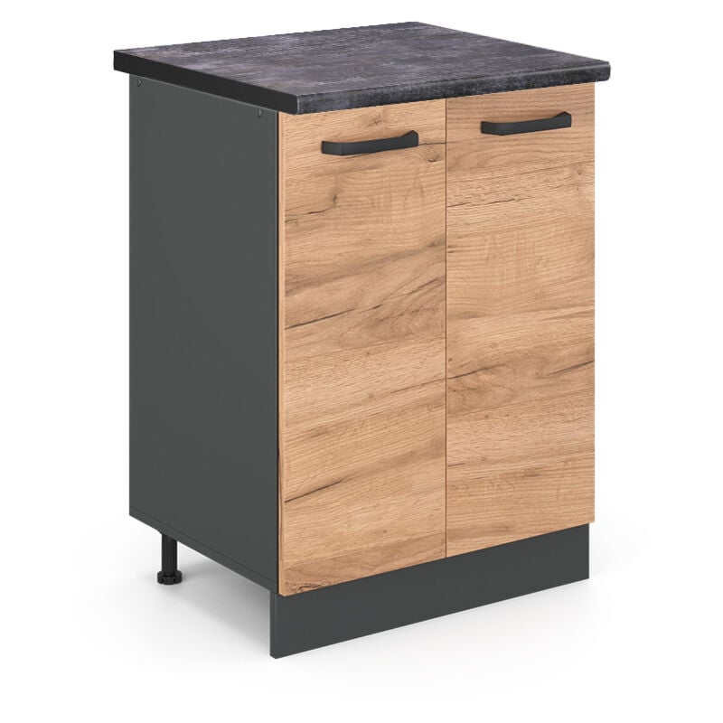 foto del prodotto vicco mobiletto base cucina r line, quercia dorata, 60 cm , pl antracite