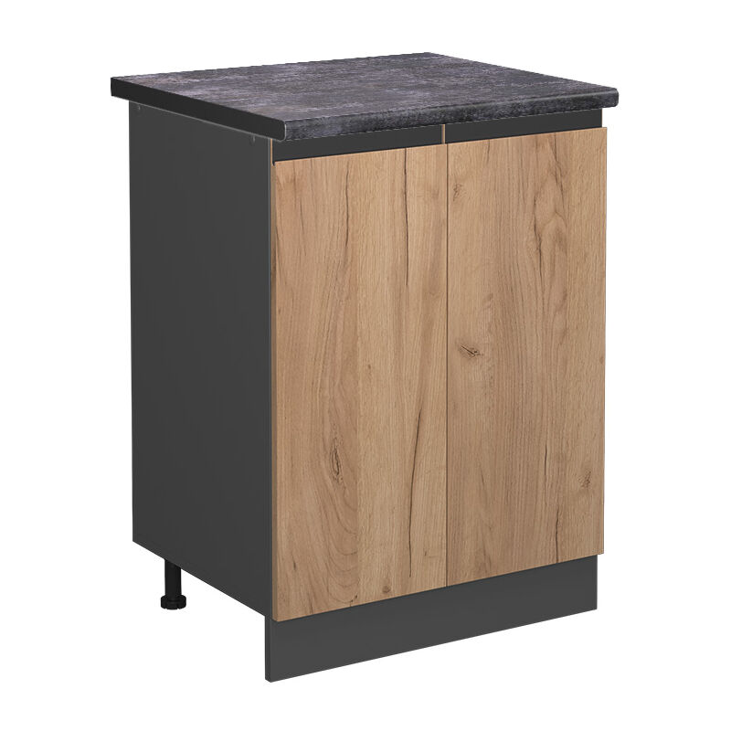foto del prodotto vicco - mobiletto base cucina r-line, quercia dorata, 60 cm , pl antracite