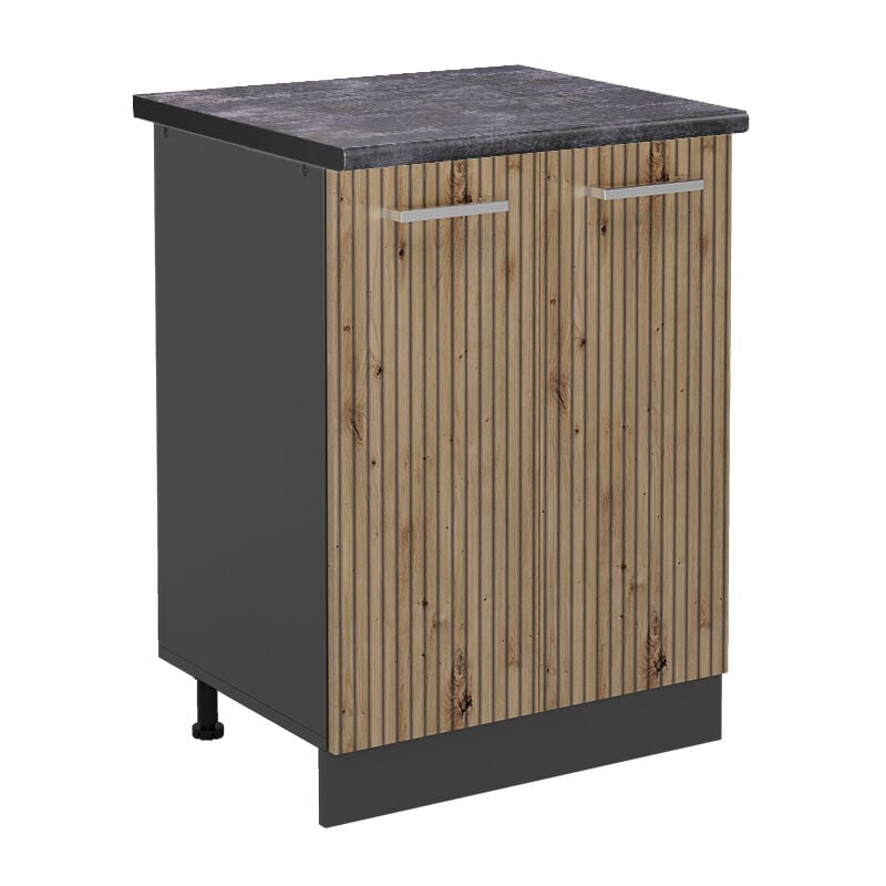 foto del prodotto vicco mobiletto base cucina r line, rovere artigianale, 60 cm , pl antracite