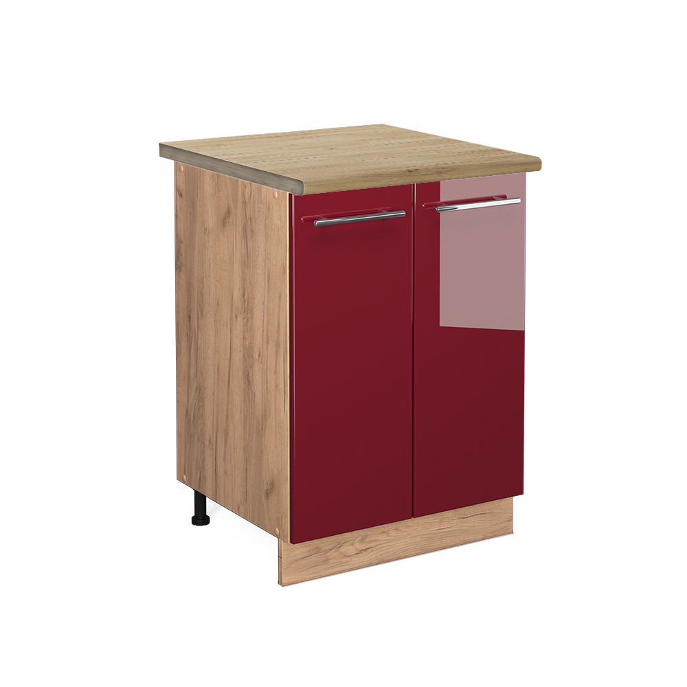 foto del prodotto vicco mobiletto base cucina rosso bordeaux lucido 60 cm , pl rovere